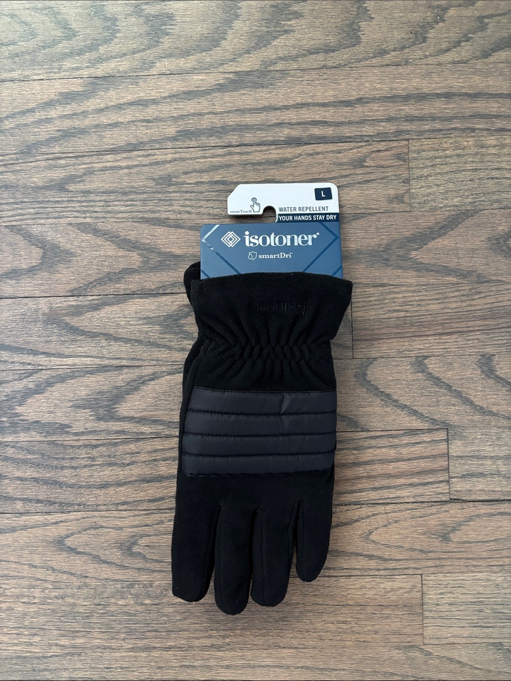isotoner Black Men's Touchscreen Gloves Water Repellent